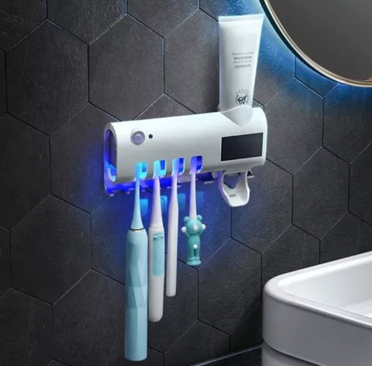 Esterilizador de cepillos Uv + Dispensador de crema dental recargable